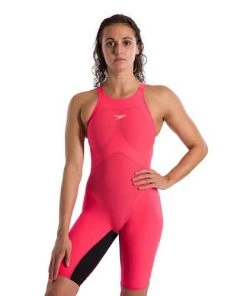 Speedo LZR Pure Valor Kneeskin Open Back- Red/Black Swimwear