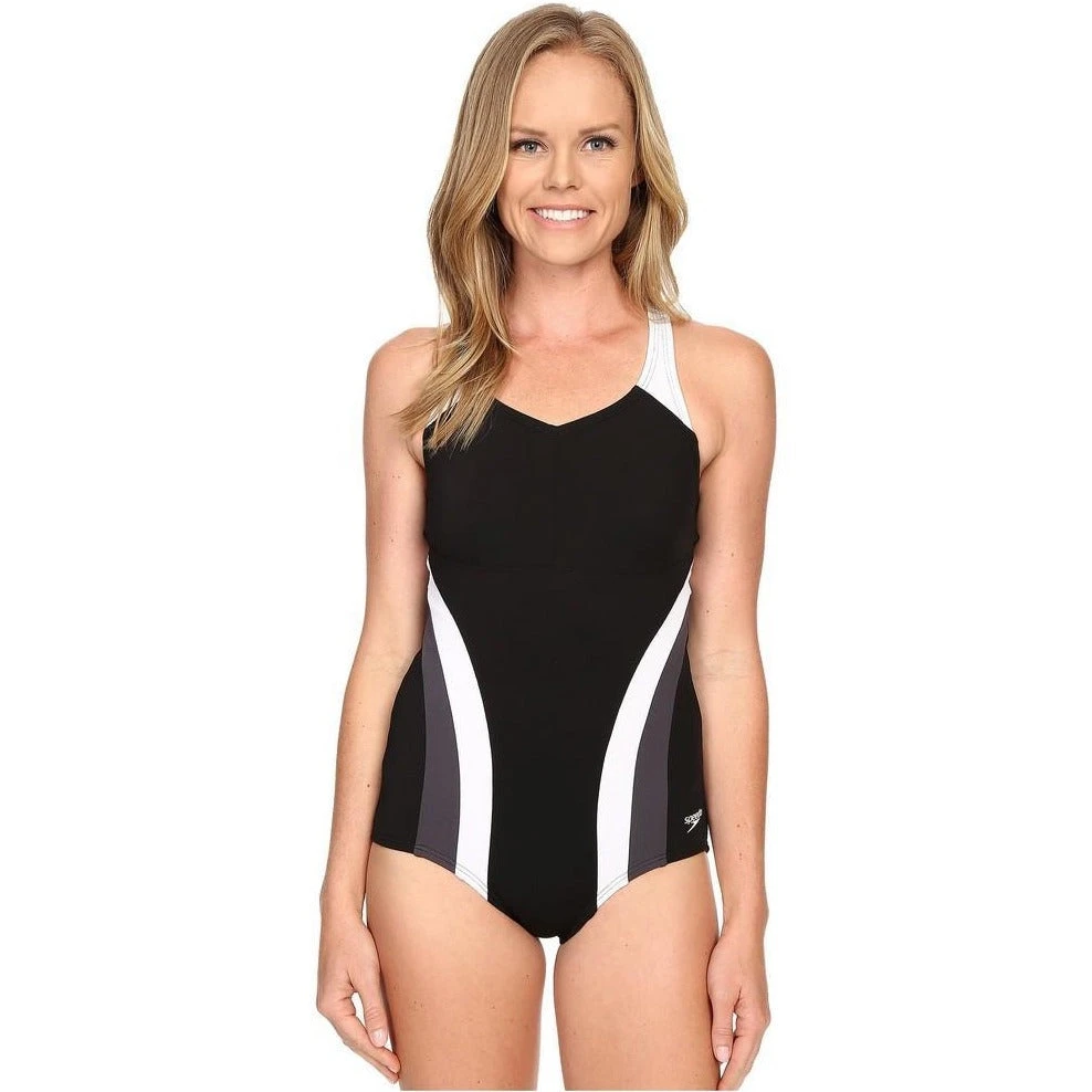 Speedo Flow Active Chlorine Resistant One Piece Black Swimwear 3 Speedo Flow Active Chlorine Resistant One Piece Black Swimwear