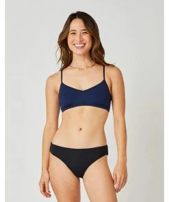 Carve St. Barth Reversible Bottom: Black/Navy Swimwear