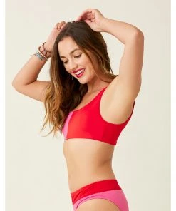 Carve Sandhaven Colorblock Top: Fuchsia W. Hot Red Swimwear