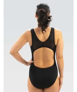 Dolfin Aquashape Black Power Mesh V-2 Back One Piece Swimsuit