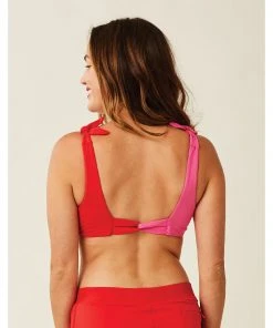 Carve Sandhaven Colorblock Top: Fuchsia W. Hot Red Swimwear