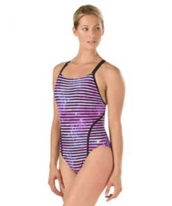 Swimwear Speedo Women's Pro LT Racing Stripe Volt Back One Piece Swimsuit