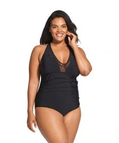 Speedo Mesh V-Neck One Piece