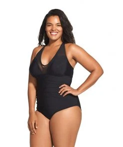 Speedo Mesh V-Neck One Piece