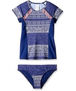 Roxy Girls' Pop Neon S/S Lycra Rashguard Set