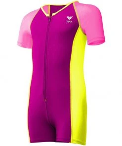 TYR Girls Solid Thermal Suit- Pink/Yellow Babies & Toddlers