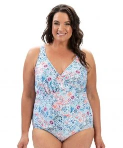 Dolfin Aquatic Fitness Aquashape Women's Almafi Moderate Ruched Front One Piece Swimsuit 10 Dolfin Aquatic Fitness Aquashape Women's Almafi Moderate Ruched Front One Piece Swimsuit