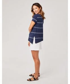 Carve Lara Top- Navy Vintage Stripe