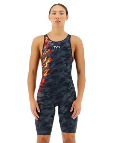TYR Venzo Camo Fire Open Back Swimwear
