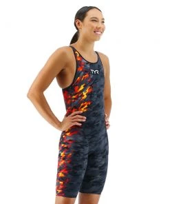 TYR Venzo Camo Fire Open Back Swimwear