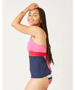 Carve Dahlia Tankini: Fuchsia W. Navy Swimwear