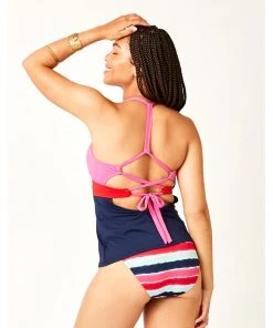 Carve Dahlia Tankini: Fuchsia W. Navy Swimwear