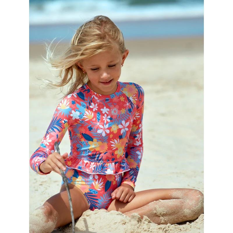 Roxy Girls Hibiscus Party Long Sleeve UPF 50 One Piece Rashguard 3 Roxy Girls Hibiscus Party Long Sleeve UPF 50 One Piece Rashguard