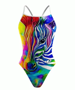 Q Swimwear Zebra Wonderland Sunback Tank