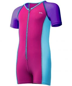 TYR Girls Solid Thermal Suit- Purple/Pink