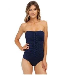 Jantzen Pintucked Bandeau One Piece Swimsuit Swimwear